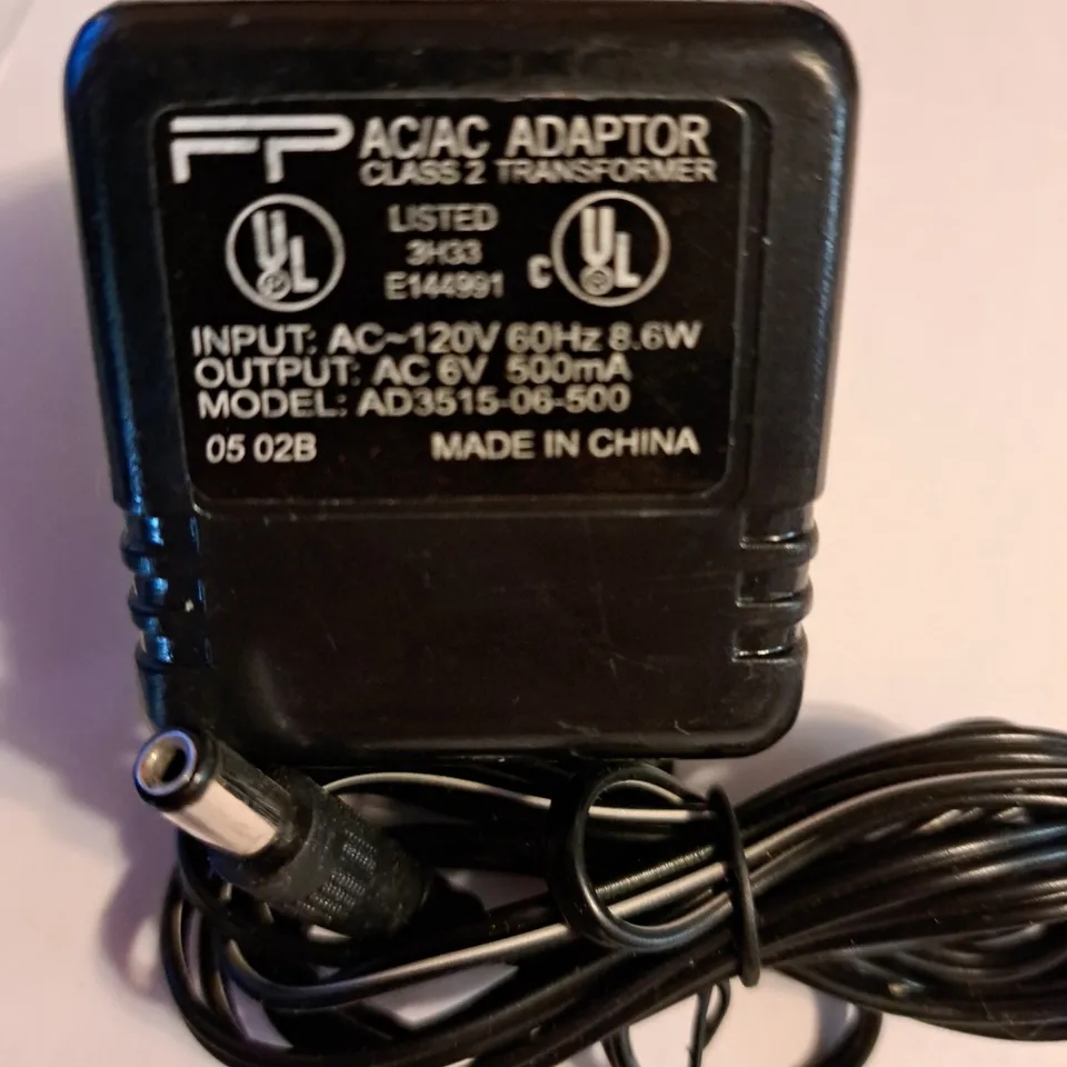 *Brand NEW*FP AD3515-06-500 AC6V 500mA AC/AC Power Adaptor Class2 Transformer 120VAC 6VAC Power Supply